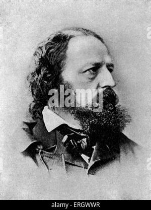 Alfred Lord Tennyson - portrait. English poet laureate. 1809-1892.  popular Victorian poet. Author of The Lady of Shallott. Stock Photo