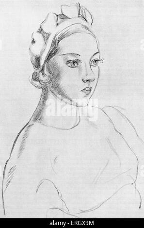 Irena Baranova / Irina Baronova1933: Russian dancer, one of the three 'baby ballerinas'. Born 28 February 1919.   Illustration Stock Photo