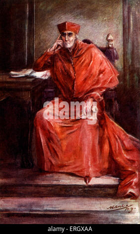 Henry Irving as 'Cardinal Wolsey'. HI: English stage actor in the Victorian era, 6 February 1838 – 13 October 1905. CW: English statesman and a cardinal of the Roman Catholic Church, c. March 1471–1475 – 28 November or 29 November, 1530. Stock Photo