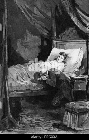 Anna Karenina by Lev Nikolayevich Tolstoy. Illustrations by Paul Frenzeny. Caption reads: 'Karenina in Anna's chamber during her illness'. LNT Russian novelist, essayist, dramatist and philosopher : 9 September 1828 -20 November 1910. First appeared in the 1870s in a Russian journal as a serial. Stock Photo
