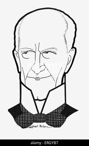 John Galsworthy - a caricature by Raphael Nelson. JG, English novelist and playwright: 14 August 1867—31 January 1933. Stock Photo