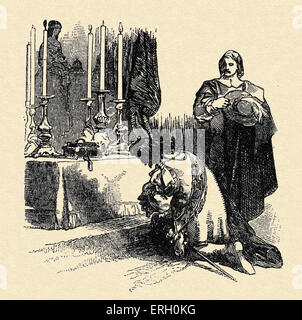 Alexandre Dumas 'The Three Musketeers', chapter XXI, The Comtesse de Winter - Caption reads:  'The Duke approached the altar, Stock Photo