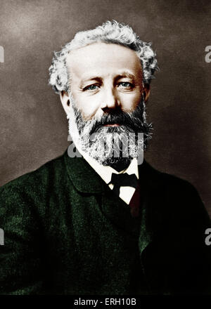 Jules Verne. Portrait of the French writer. Author of 'Eighty days around the world', 'Journey to the centre of the earth' and Stock Photo