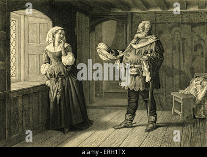 Merry Wives of Windsor (Act III Scene 3), play by William Shakespeare. Falstaff and Mrs Ford. 'Falstaff: 'I would make thee my Stock Photo