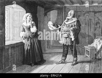 Merry Wives of Windsor (Act III Scene 3), play by William Shakespeare. Falstaff and Mrs Ford. 'Falstaff: 'I would make thee my Stock Photo