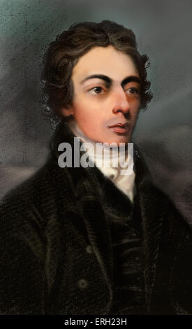 Robert Southey - portrait of the British poet and writer. Friend of Coleridge.  Poet Laureate. 1774-1843. Colourised version. Stock Photo