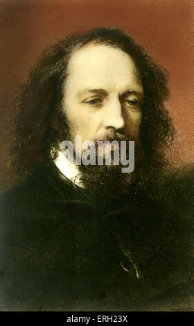 Alfred Lord Tennyson - portrait. English poet laureate. 1809-1892.  popular Victorian poet. Author of The Lady of Shallott. Stock Photo