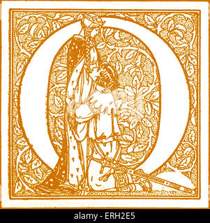 Illuminated letter 'O ' - from The Romance of Tristram and Iseut. Illustration by Maurice Lalau. Published 1910. Stock Photo