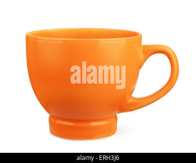 Orange coffee cup isolated on white Stock Photo