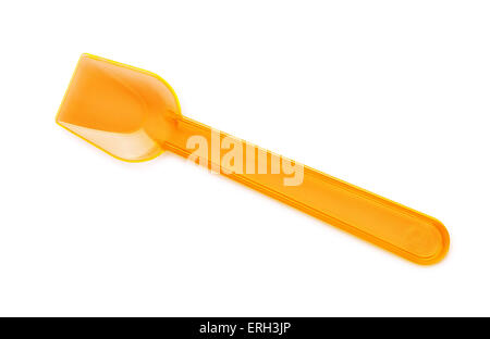 Small plastic ice cream spoon isolated on white Stock Photo