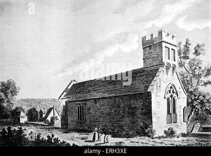 Charlcombe Church - where Henry Fielding married Charlotte Cradock. Copy of drawing from 1784. English novelist and dramatist: Stock Photo