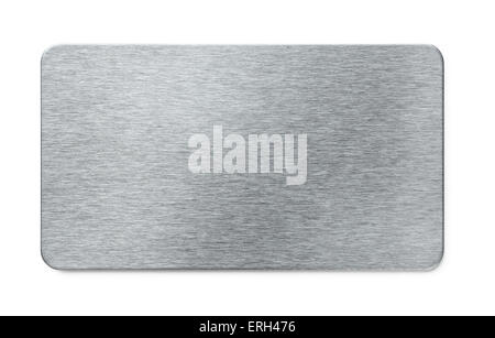 Brushed steel plate isolated on white Stock Photo