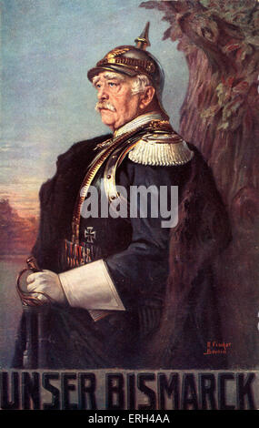 Otto von Bismarck portrait after A Fischer . Prussian and German statesman and oversaw Germany  First Chancellor of German Stock Photo
