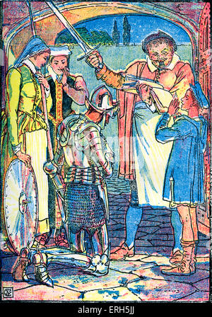 Don Quixote of the Mancha, retold by Judge Parry and illustrated by Walter Crane, published in 1900. The caption reads 'The Stock Photo