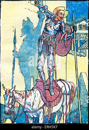 Don Quixote of the Mancha, retold by Judge Parry and illustrated by Walter Crane, published in 1900. The caption reads 'The Stock Photo