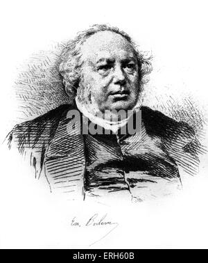 Jules Janin - portrait. After a metal point by Emile Boilven. French theatre critic, 1804-1874. Stock Photo