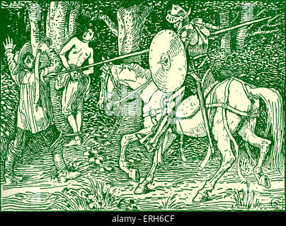 Don Quixote of the Mancha, retold by Judge Parry and illustrated by Walter Crane, published in 1900. The caption reads 'Don Stock Photo