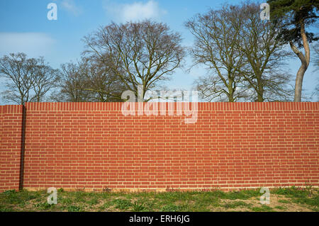 Newly built brick wall, Iken, Suffolk, UK. Stock Photo