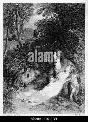 The Bride of Lammermoor, the 1819 novel by Sir Walter Scott. WS: Scottish writer 1771–1832. Caption reads:' Lucy lay senseless Stock Photo