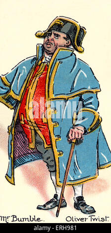 Oliver Twist - novel by Charles Dickens. Illustration of Mr. Bumble. Illustration from Player's Cigarette Cards. Stock Photo