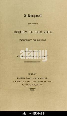 Title page: 'A Proposal for Putting Reform to the Vote', by Percy Bysshe Shelley (1792-1822), printed in London, 1817. Shelley's tract aruges in favour of equality when voting in a democracy. Stock Photo