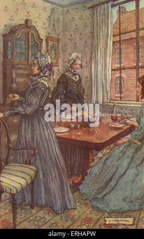 Cranford by Elizabeth Gaskell. Illustrations by M V Wheelhouse (1895-1933). Caption reads:  Miss Jenkyns and Miss Matty used to Stock Photo