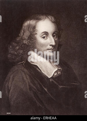 Blaise Pascal - French mathematician, physicist and philosopher 1623-1662.  Engraved portrait. Stock Photo