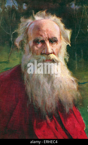 Leo Tolstoy - portrait of the Russian writer, aesthetic philosopher, moralist and mystic 1828-1910 Stock Photo