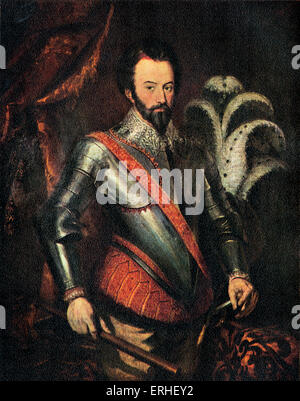 Sir Walter Raleigh - portrait of the English soldier, explorer, courtier and writer 1552-1618. Oil painting by Hubert L. Smith, Oriel College, Oxford. Connection with Elizabeth I Stock Photo