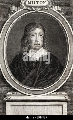 John Milton - portrait. English poet, 9 December 1608 - 8 November, 1674 Stock Photo