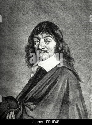 Rene Descartes - portrait by Hals.  French philosopher and scientist. 1596-1650 Stock Photo