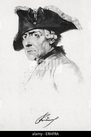 Frederick the Great - portrait. King of Prussia. 24 January 1712 - 17 August 1786. Ruled eastern German state of Prussia from Stock Photo