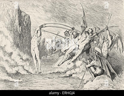 Dante Alighieri, La Divina Commedia, L'Inferno (The Divine Comedy, Hell) - Canto XXI (21): illustration by Gustave Doré for Stock Photo