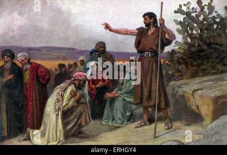 John the Baptist - illustration of the biblical figure preaching in the wilderness, Matthew III, verse 1. Stock Photo