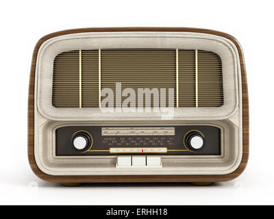 Antique radio isolated on white background. Stock Photo