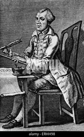 John Wilkes - portrait of the English politician writing at his desk , 1786 17 October 1725 - 29 December 1797.  He established Stock Photo
