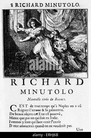 Jean de La Fontaine - title page of the French poet's tale 'Richard Minutolo'. From the Antwerp 1685 edition of his 'Contes' Stock Photo