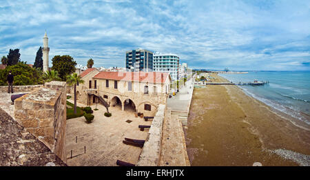 Coastline and beach aerial panorama view of Limassol, Cyprus. Stock Photo