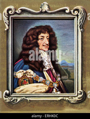 Charles II. Portrait of the King of England, King of Scots, and King of Ireland. After a miniature by Samuel Cooper. 29 May 1630 – 6 February 1685 Stock Photo