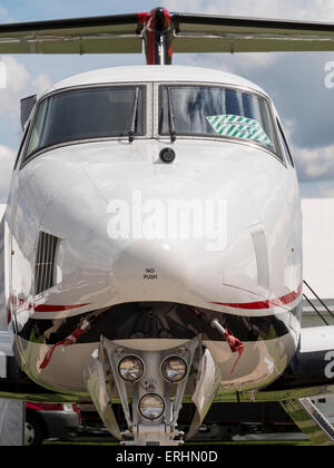 close up detail of a Beechcraft Kingair executive aircraft,at Aerexpo 2015 aviation event,at Sywell airfield,Northamptonshire, B Stock Photo