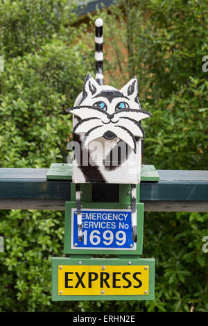 Novelty mailboxes on a roadside in New Zealand. Stock Photo