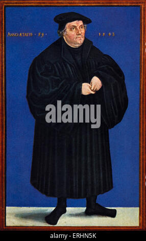 Martin Luther 1543. Portrait of the German monk and theologian by Lucas Cranach.  10 November 1483 – 18 February 1546 Stock Photo