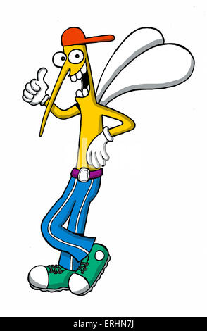 Cartoon mosquito man character Stock Photo