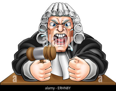 An illustration of an angry judge cartoon character Stock Photo