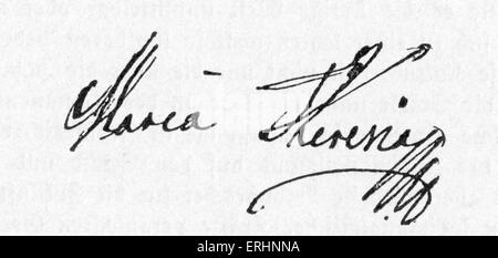 Maria Theresa (or Theresia) - the Archduchess of Austria 's signature / autograph. MT, Archduchess of Austria: 13 May 1717 - 29 Stock Photo