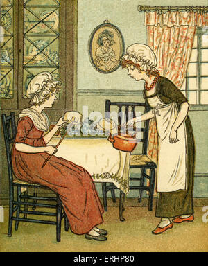 Polly put the kettle on illustrated by Kate Greenaway. English children 's book illustrator and authoress 17 March 1846 -  6 Stock Photo