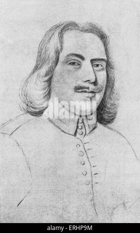 John Bunyan - Christian writer and preacher: 28 November 1628 – 31 August 1688.  Drawing from life by Robert White: 1645-1703. Stock Photo