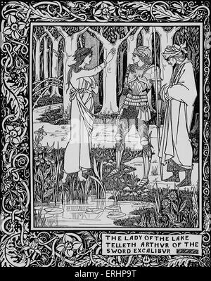 Thomas Malory (d.1471) Morte d'Arthur. Morgan le Fay casts spell on Merlin.  Engraving after Henry Ryland (1856-1924) English painter and illustrator  Stock Photo - Alamy