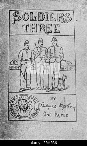 Rudyard Kipling - Title page from the first edition of 'Soldiers Three' published by the Indian Railway Library. RK:  English Stock Photo