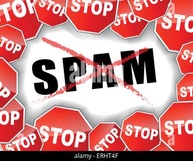 Vector illustration of stop spam concept background Stock Vector